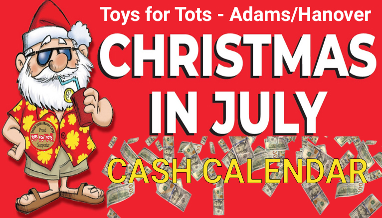 Christmas in July Cash Calendar fundraiser artwork.